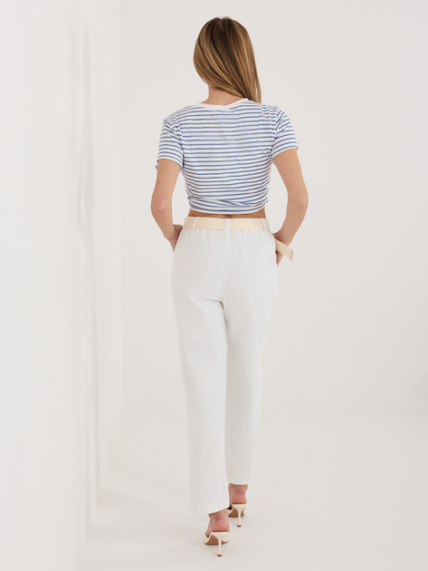 Ecru sztruksowe spodnie ze zwężaną nogawką