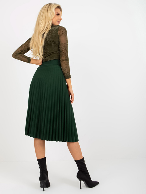 Hurt Ciemnozielona midi spódnica plisowana z paskiem Ennice