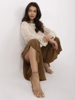 Hurt Jasnobrązowe zwiewne spodnie z paskiem OCH BELLA 