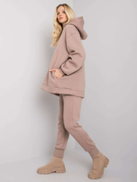 Ciemnobeżowy dresowy komplet dwuczęściowy Lucia