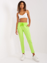 Hurt Limonkowe spodnie basic z gumką w pasie Aprilia