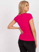 Fuksjowy t-shirt basic bawełniany RUE PARIS