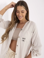 Beżowa muślinowa koszula damska na lato