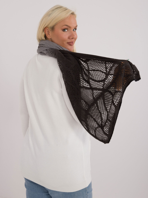 Hurtownia Szaro-grafitowy dzianinowy szal damski z ażurowaniem