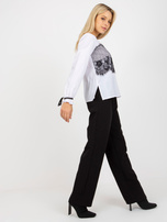 Hurt Biała damska bluzka wizytowa z koronką i wiązaniem