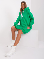 Hurt Zielona długa bluza kangurka z kapturem i ociepleniem