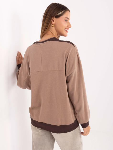 Ciemnobeżowa damska bluza z okrągłym dekoltem