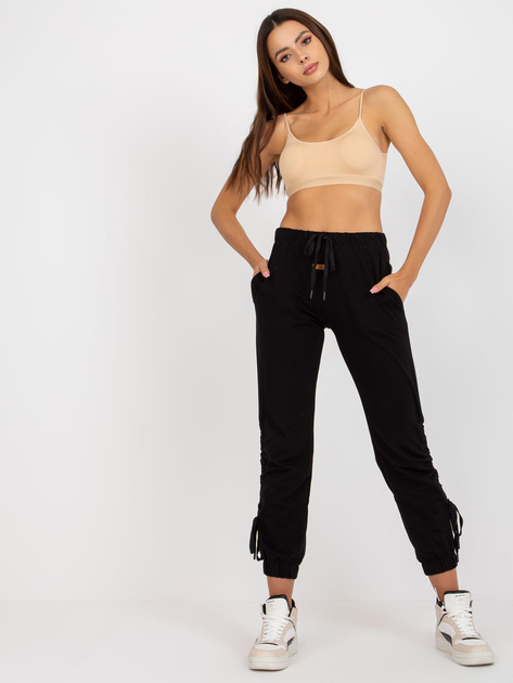 Czarne bawełniane spodnie dresowe z kieszeniami