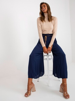 Navy blue airy pants made of fabric Surie OCH BELLA L