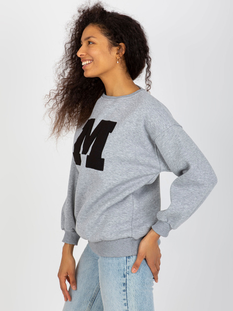 Hurtownia Szara dresowa bluza bez kaptura oversize