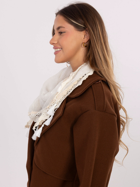 Ecru trójkątna chusta z koronką