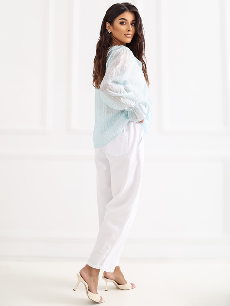 Miętowa prześwitująca bluzka w paski