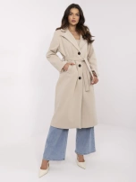 Beżowy damski płaszcz z kołnierzem 