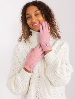 Hurt Jasnoróżowe damskie rękawiczki z guzikiem 