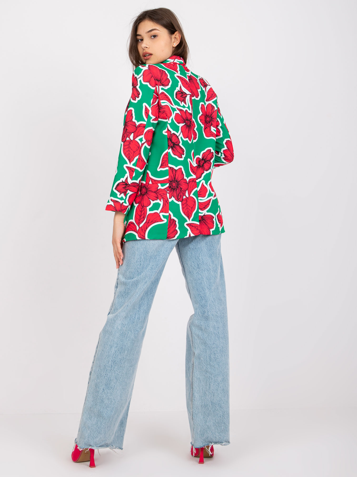 Green and Pink Women's Floral Blazer Neonila