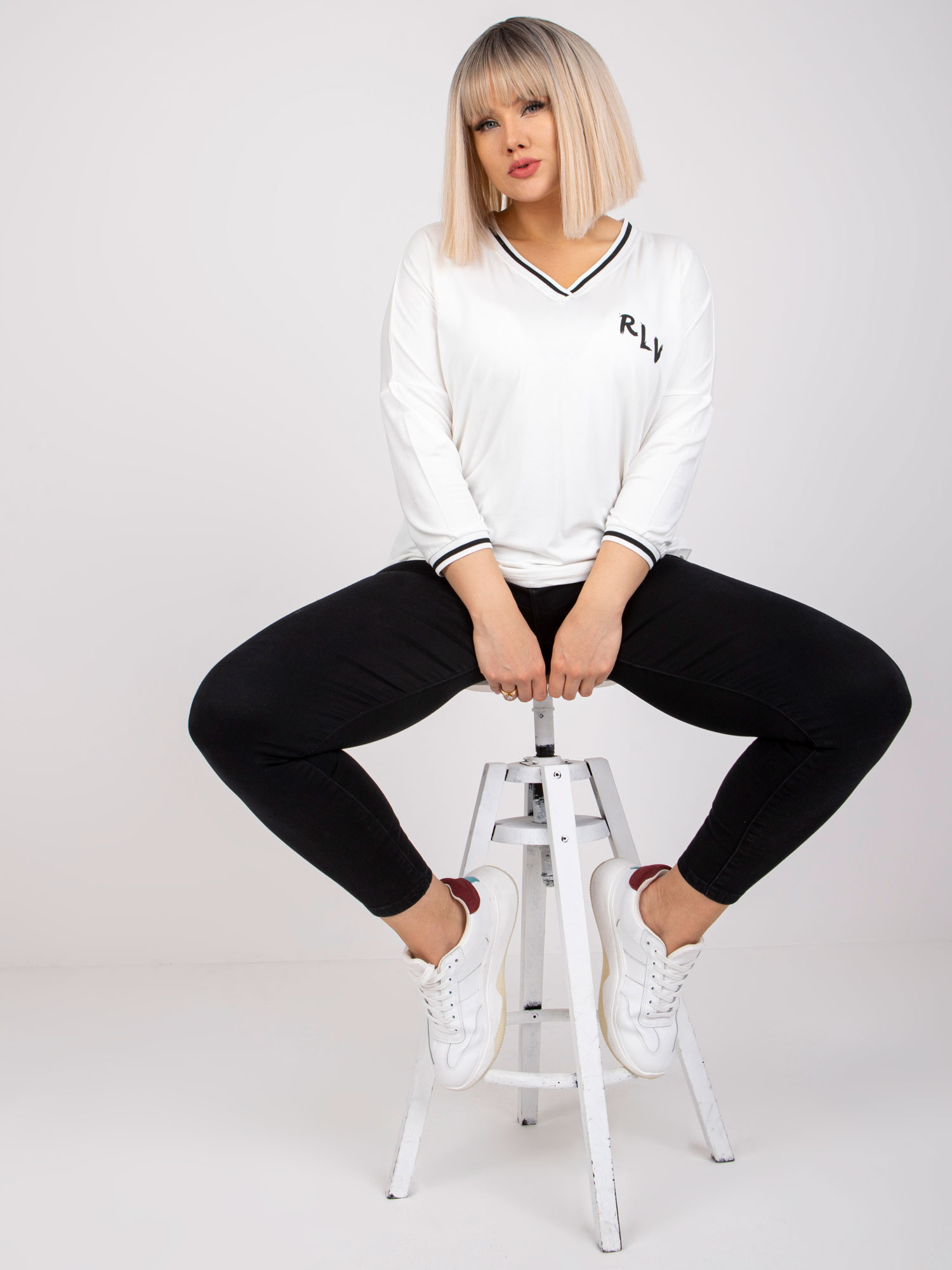 Ecru bawełniana bluzka plus size Marianna  