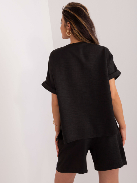 Hurtownia Czarny letni komplet z szerokimi szortami