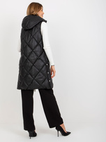 Hurt Czarna pikowana kamizelka ze skóry ekologicznej