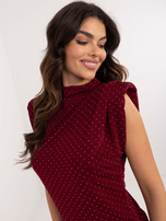 Hurtownia Bordowa wizytowa bluzka bez rękawów