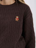 Brown classic sweater with braids.