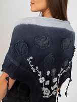 Hurt Granatowa muślinowa chusta z ozdobnym wykończeniem 