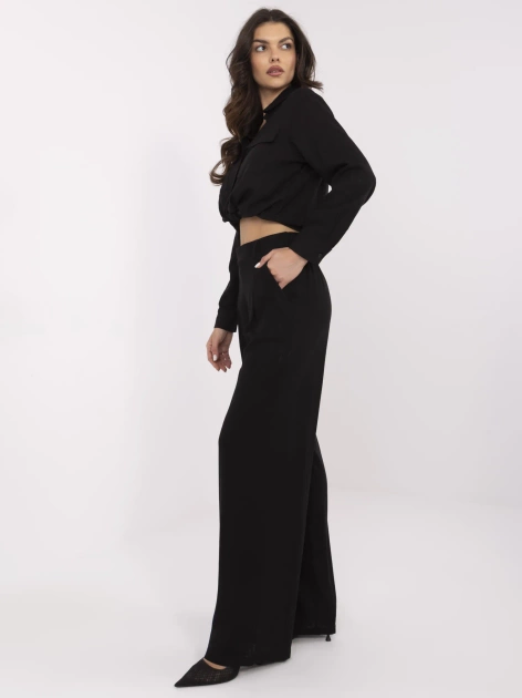 Czarne damskie spodnie palazzo na lato