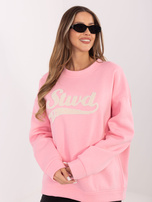 Jasnoróżowa damska bluza z wypukłym napisem RUE PARIS