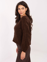 Ciemnobrązowy rozpinany sweter oversize RUE PARIS
