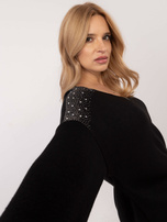 Hurtownia Czarny damski sweter oversize z wiskozy