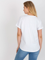 Biały bawełniany t-shirt plus size z krótkim rękawem