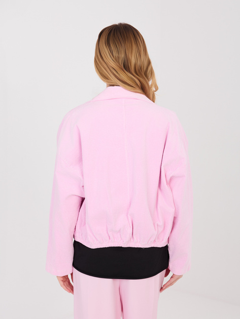 Jasnoróżowa sztruksowa kurtka z kołnierzem RUE PARIS