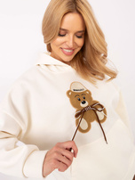 Hurt Kremowa dresowa bluza kangurka z kapturem