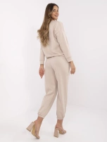 Beżowy damski komplet z dodatkiem wiskozy