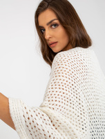 Hurt Ecru długi ażurowy kardigan z szerokim rękawem OCH BELLA 