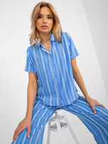 Hurt Niebieska rozpinana bluzka koszulowa w paski SUBLEVEL