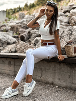 Hurt Ecru top basic w prążek z wycięciem MAYFLIES