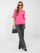 Ciemnoróżowy sweter z domieszką baby alpaki 