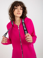 Hurtowna Fuksjowa długa dresowa bluza rozpinana oversize