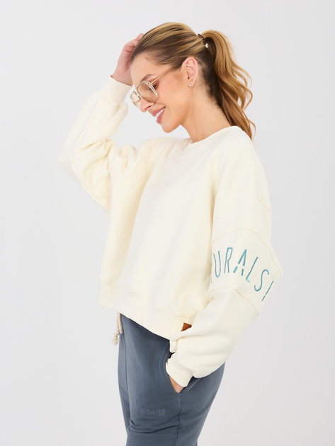 Ecru dresowa bluza z bufiastymi rękawami NATURAL SIDE