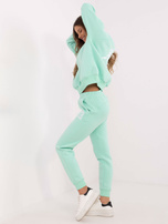 Hurt Miętowy dwuczęściowy komplet dresowy z napisami