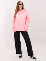 Světle růžová dámská mikina s vyvýšeným nápisem RUE PARIS.
