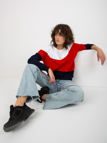 Hurt Biało-granatowa bawełniana bluza basic bez kaptura