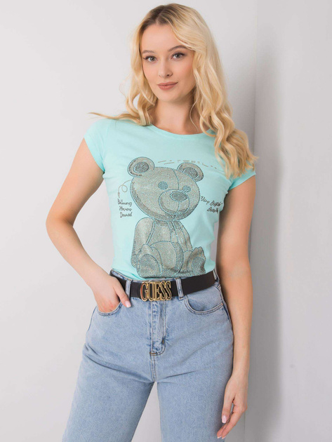 Miętowy t-shirt z aplikacją Misha