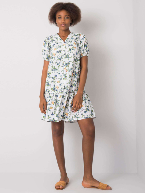 Biała sukienka z falbaną Cassadie RUE PARIS