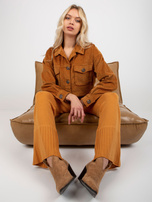 Hurt Ciemnożółte szerokie spodnie dzianinowe high waist