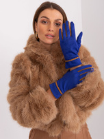 Hurt Kobaltowe dotykowe rękawiczki z ozdobnym paskiem