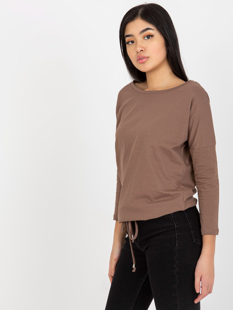 Hurt Brązowa codzienna bluzka basic z bawełny Fiona