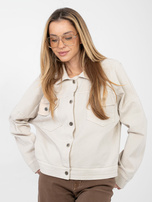 Beżowa jeansowa kurtka z kieszeniami RUE PARIS 