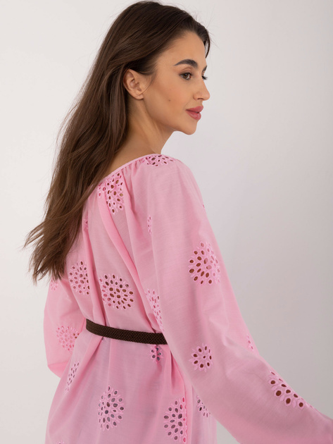 Hurt Różowa ażurowa bluzka casualowa w stylu boho