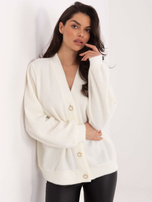 Ecru rozpinany sweter z ozdobnymi guzikami